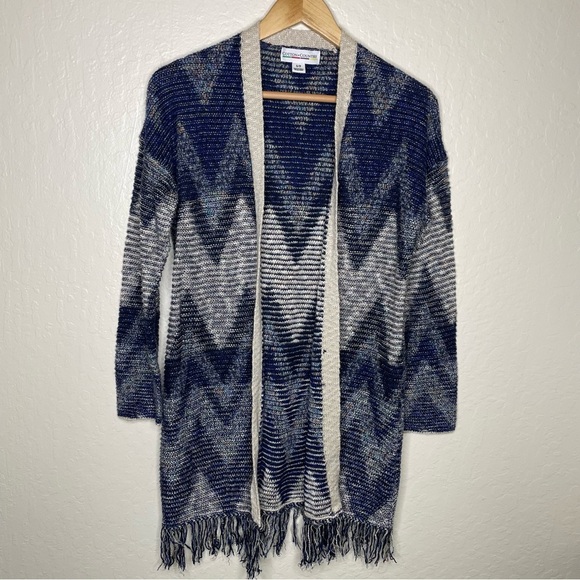 Cotton Country Sweaters - Cotton Country Women’s Fringe Hem Size S Open Duster Knit Cardigan Western Boho